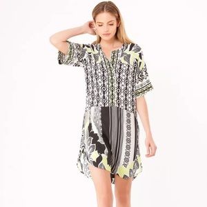 Hale Bob Silk Pattern Short Sleeve Shirt Dress XS